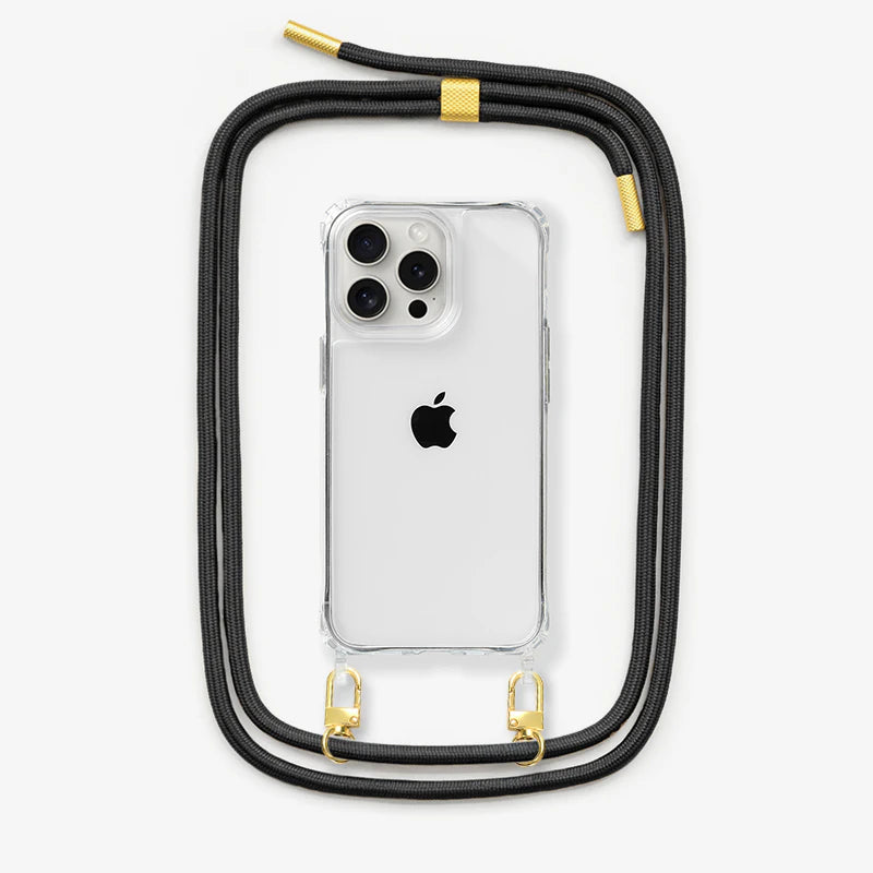 iPhone 16 Pro Max Handykette Clear Case Schwarz Gold