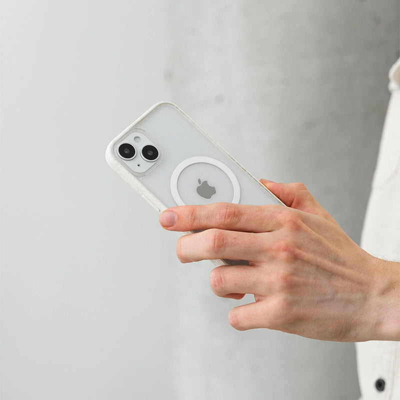Clear Case Off White iPhone 14 + farbige Buttons