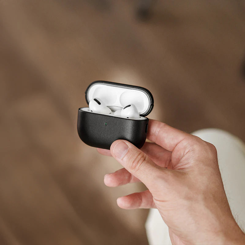 AirPods Hülle Leder Schwarz Vegan