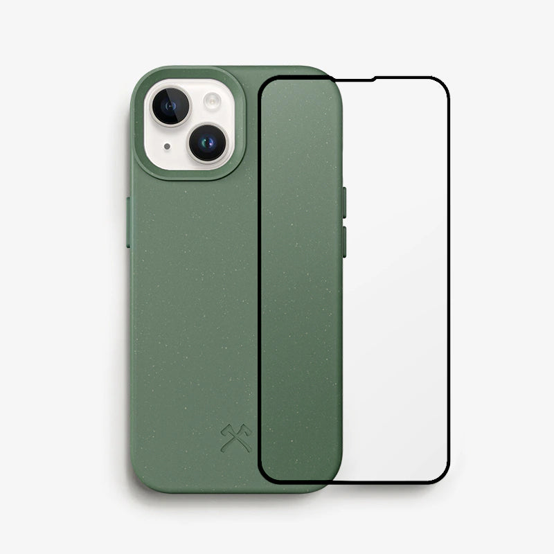 Bio Case + Fullscreen Panzerglas iPhone 15 Plus Grün