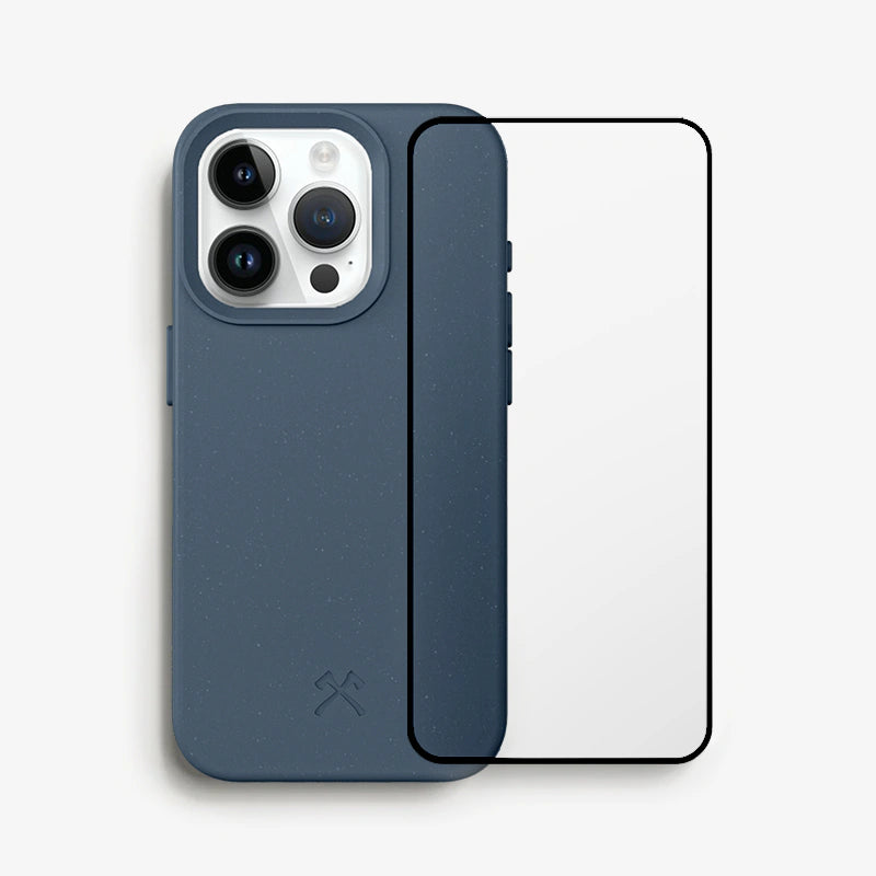 Bio Case + Fullscreen Panzerglas iPhone 15 Pro Navy