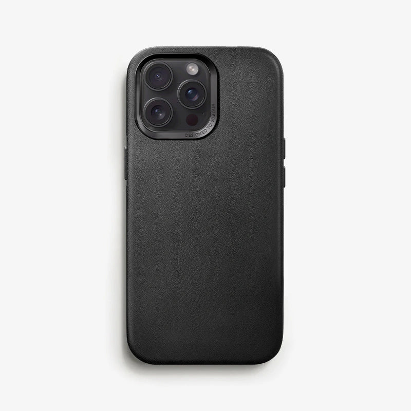 Veganes Leder Case iPhone 14 Pro Schwarz