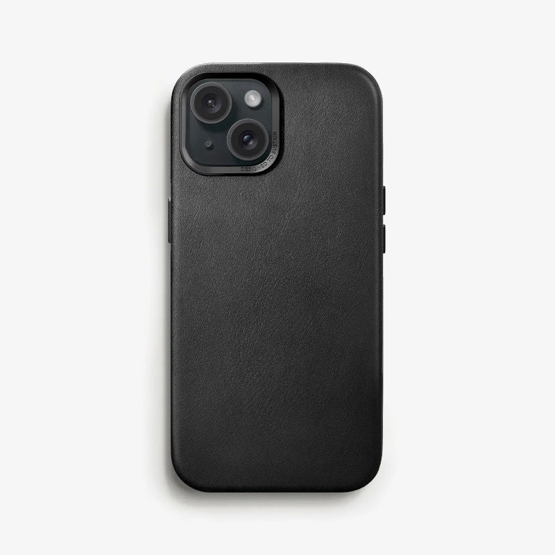 Veganes Leder Case iPhone 15 Schwarz