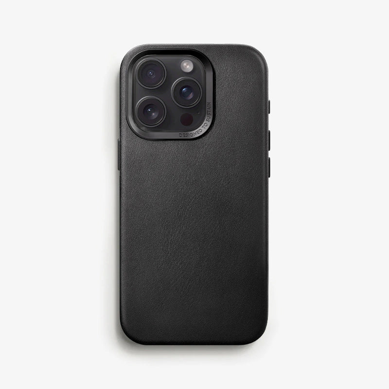 Veganes Leder Case iPhone 15 Pro Schwarz