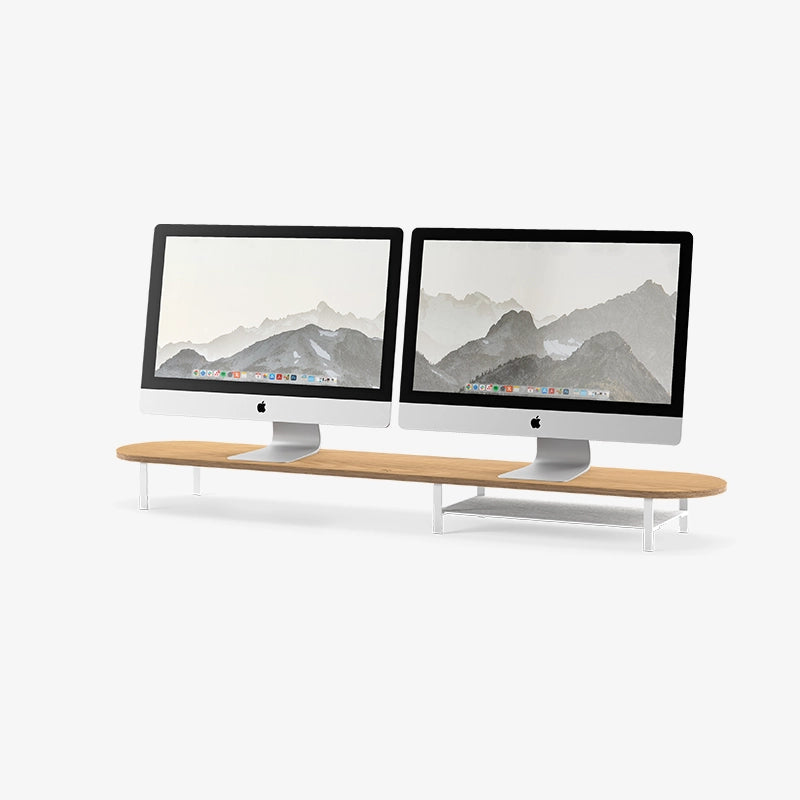 Monitorerhöhung für 2 Monitore mit Ablage Eiche