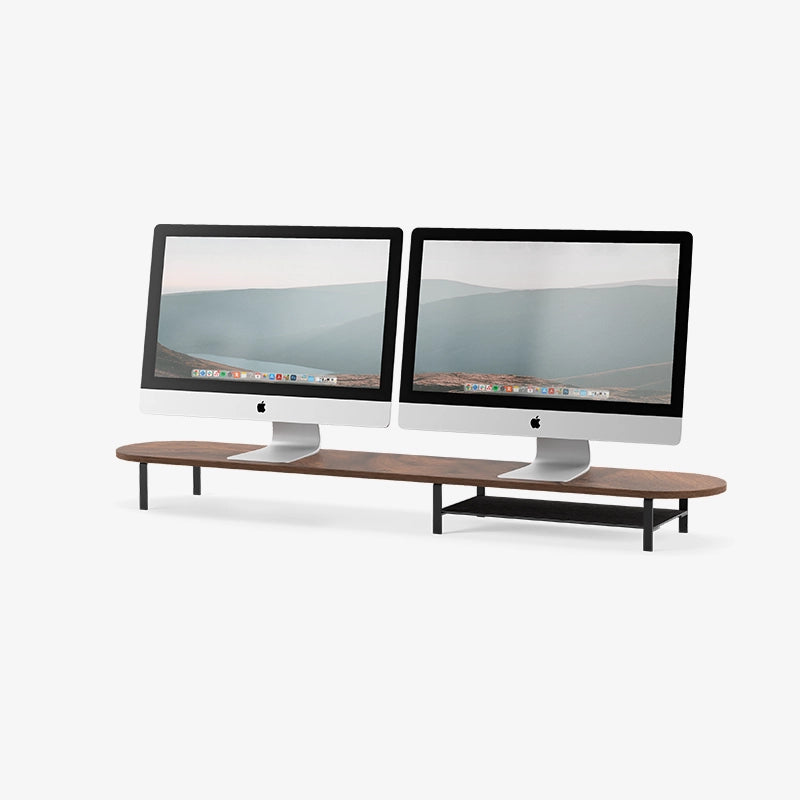 Monitorständer mit Ablage für 2 Monitore Holz