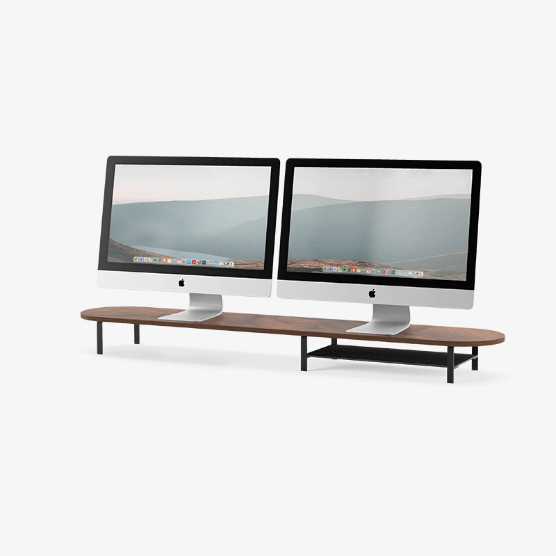Monitorerhöhung für 2 Monitore mit Ablage Walnuss