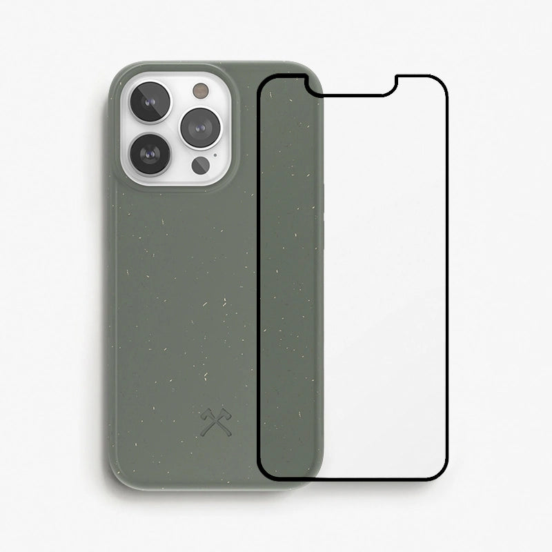 Bio Case + Fullscreen Panzerglas iPhone 13 Pro Grün