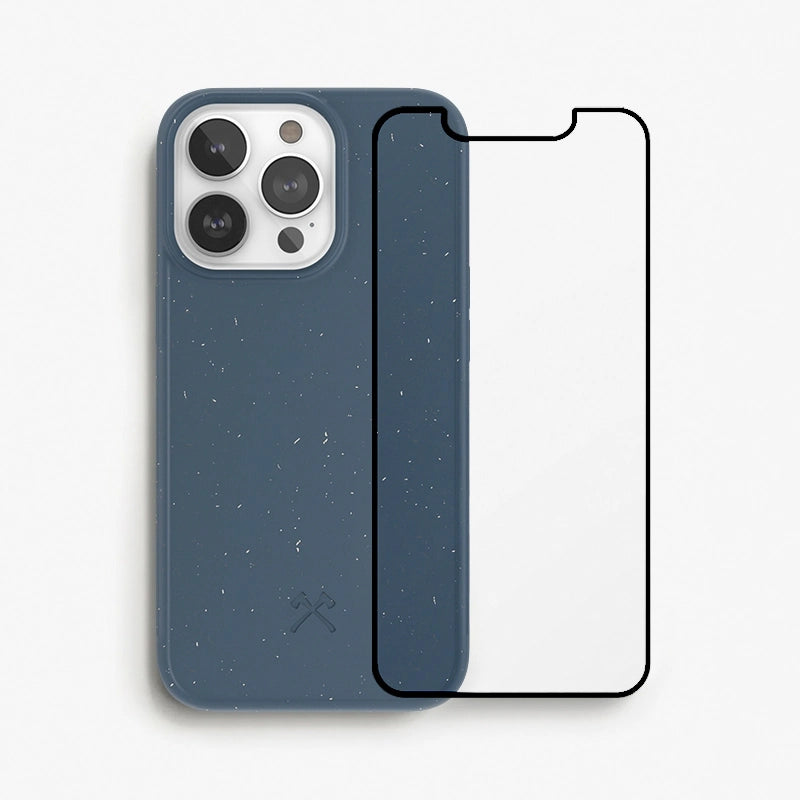 Bio Case + Fullscreen Panzerglas iPhone 13 Pro Navy