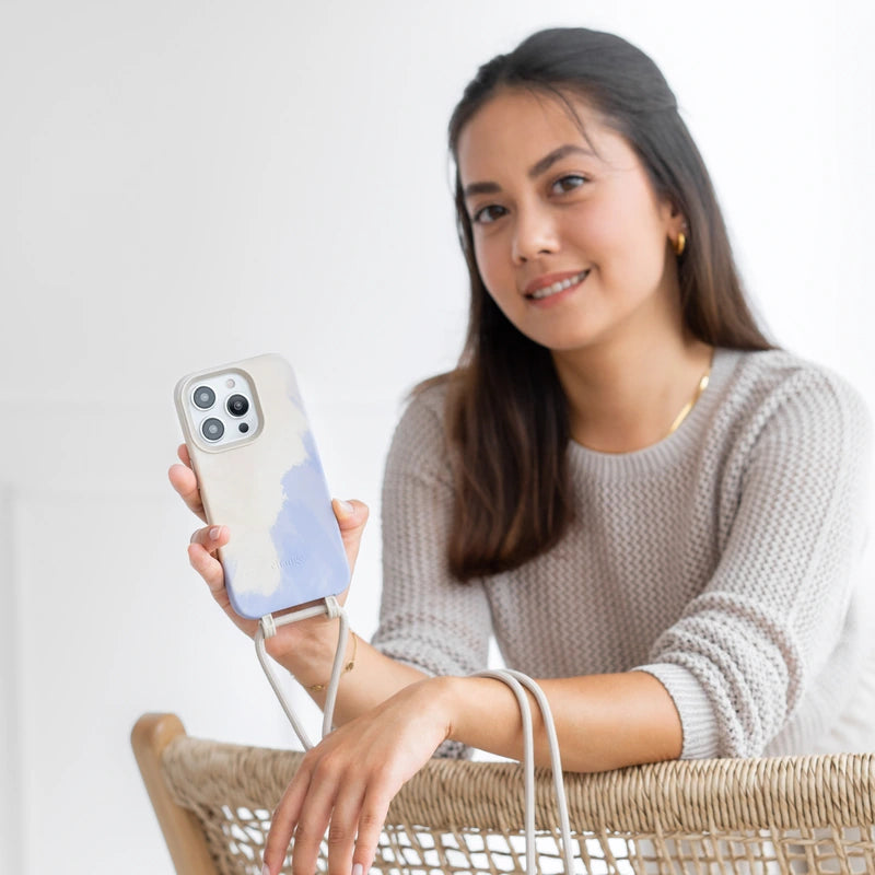 IPhone 15 Handykette abnehmbar Beige Blau