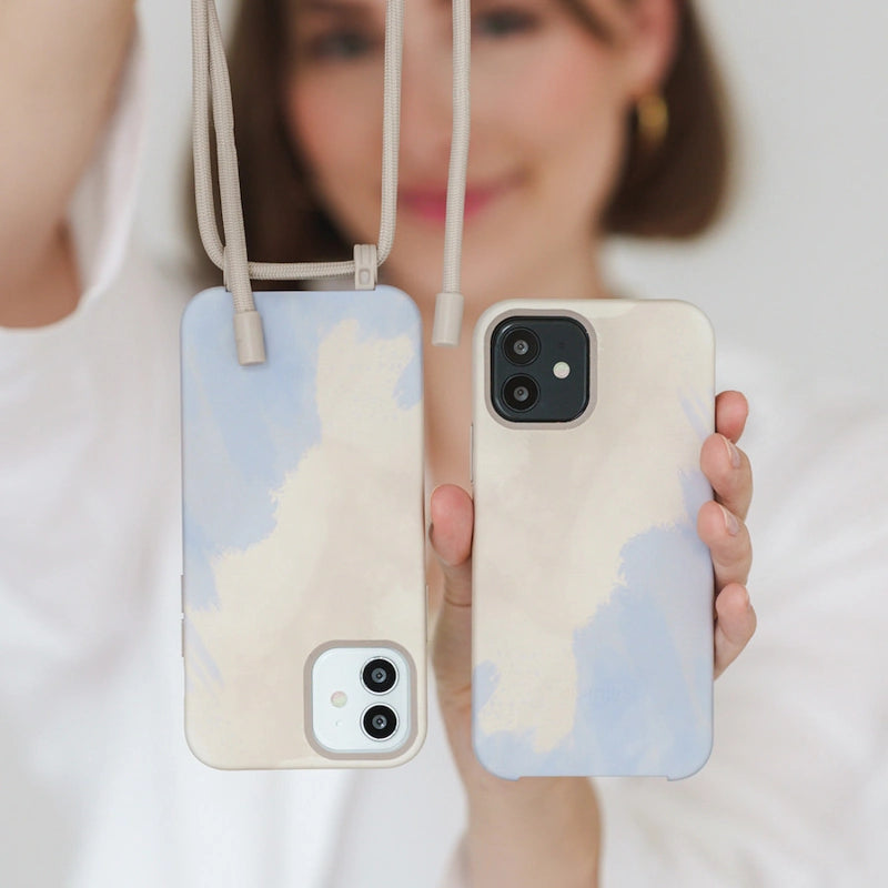 IPhone 11/ Xr Handykette abnehmbar Beige Blau