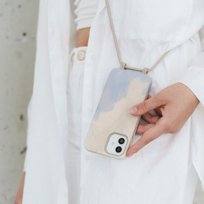 IPhone 15 Handykette abnehmbar Beige Blau