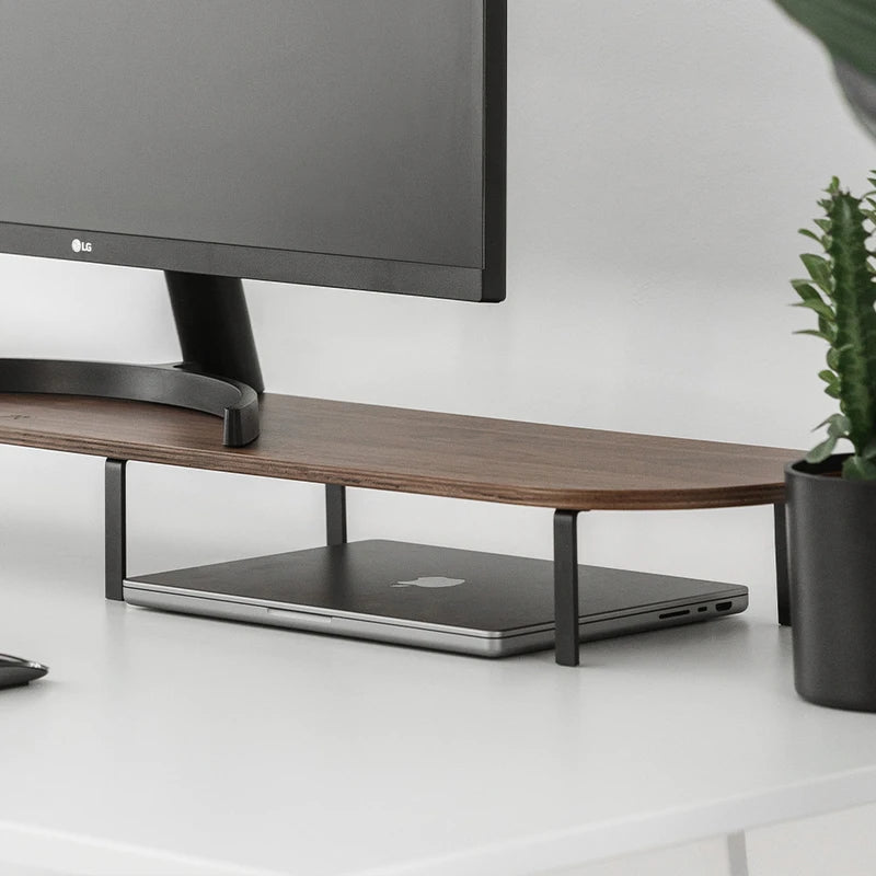 Monitorerhöhung für 2 Monitore Walnuss