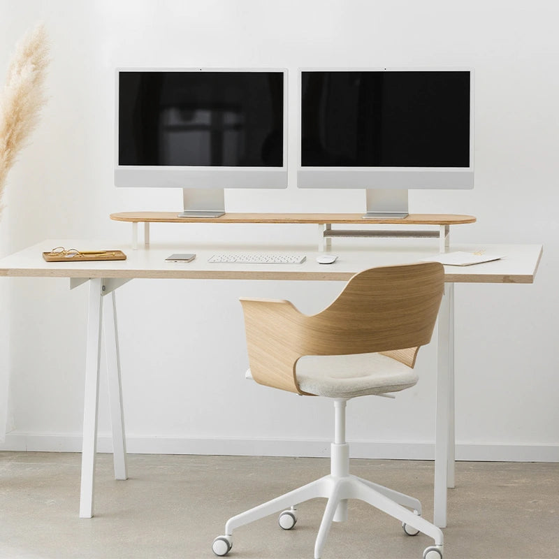 Monitorerhöhung für 2 Monitore mit Ablage Eiche