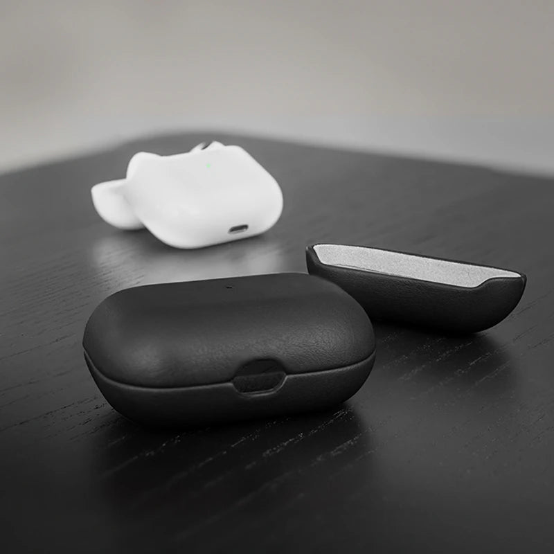 AirPods Hülle Leder Schwarz Vegan