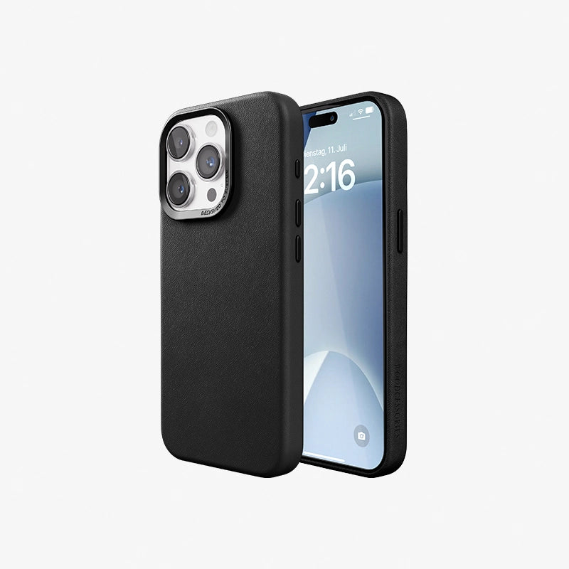 Veganes Leder Case iPhone 15 Pro Schwarz