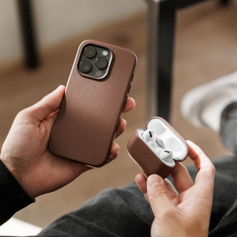 Veganes Leder Case iPhone 15 Pro Braun