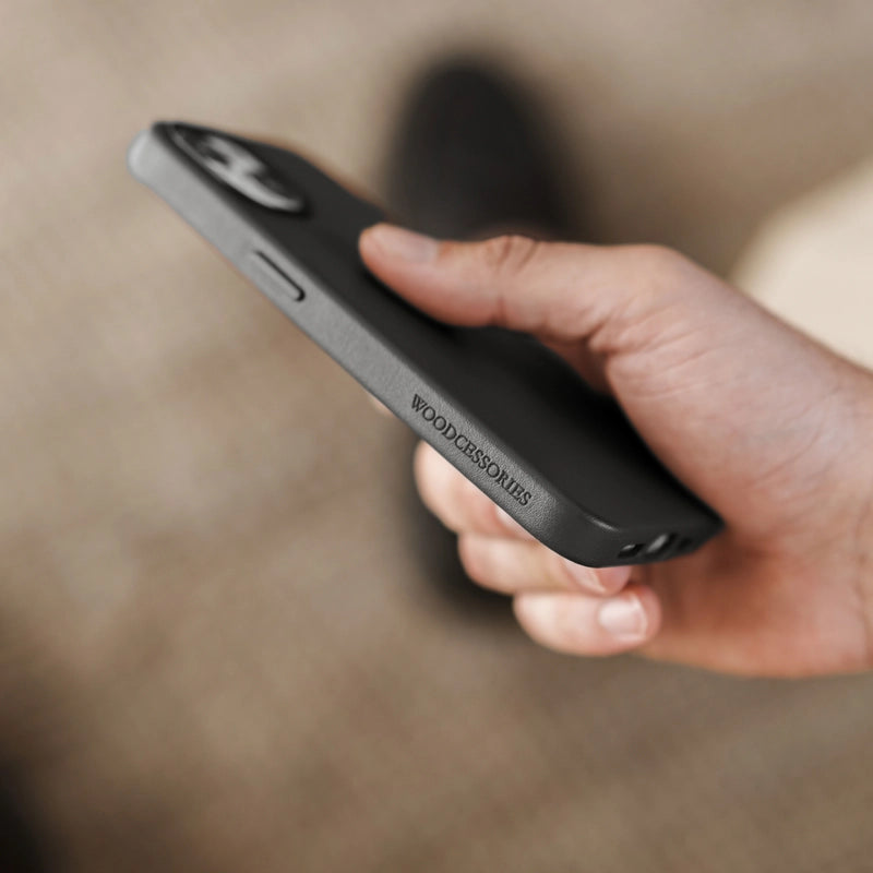 Veganes Leder Case iPhone 14 Pro Schwarz