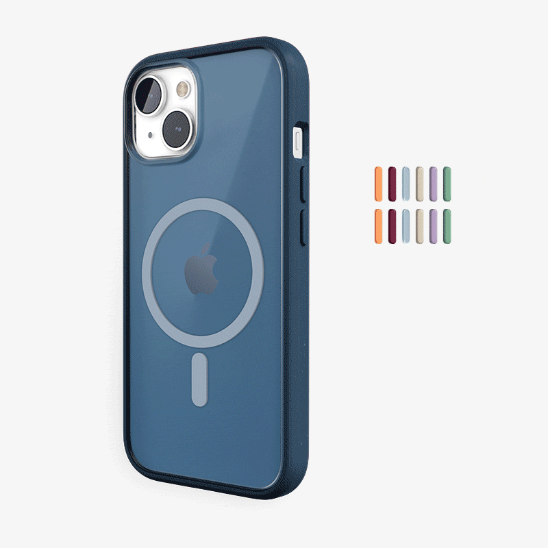 Clear Case Blau Matt iPhone 15 + farbige Buttons