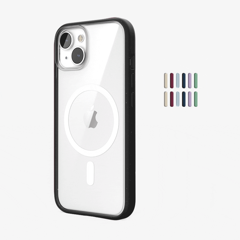 Clear Case Schwarz iPhone 15 Plus + farbige Buttons