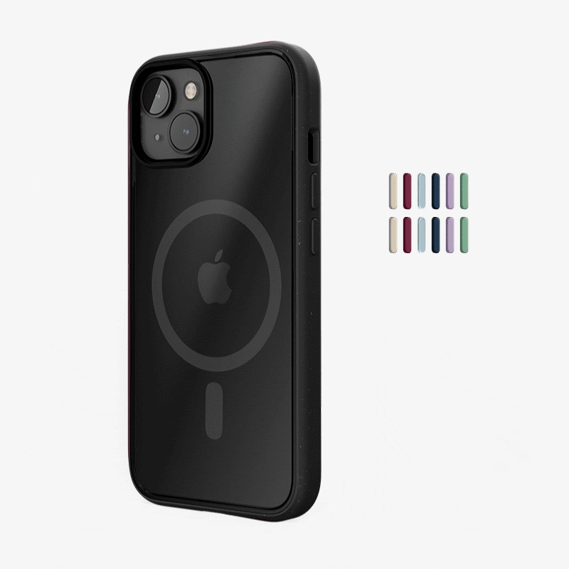 Clear Case Schwarz Matt iPhone 14 + farbige Buttons