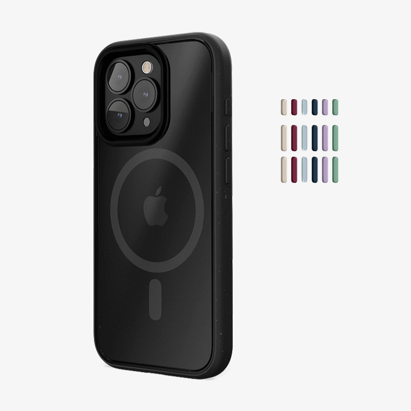 Clear Case Schwarz Matt iPhone 14 Pro Max + farbige Buttons