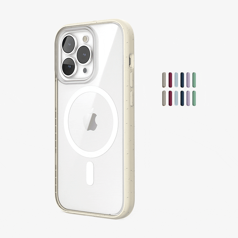 Clear Case Off White iPhone 14 Pro + farbige Buttons
