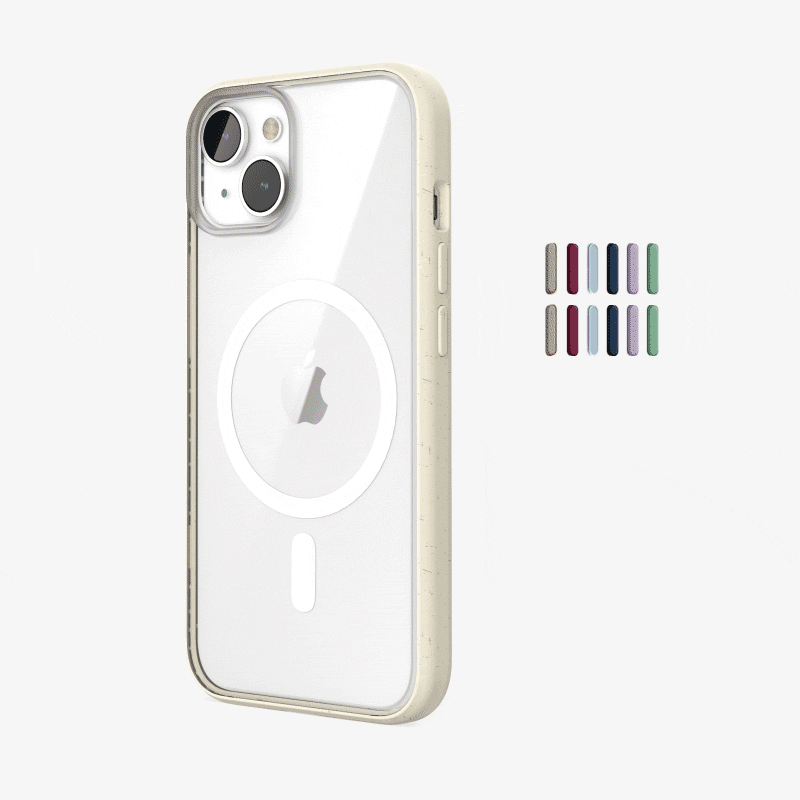 Clear Case Off White iPhone 14 Plus + farbige Buttons