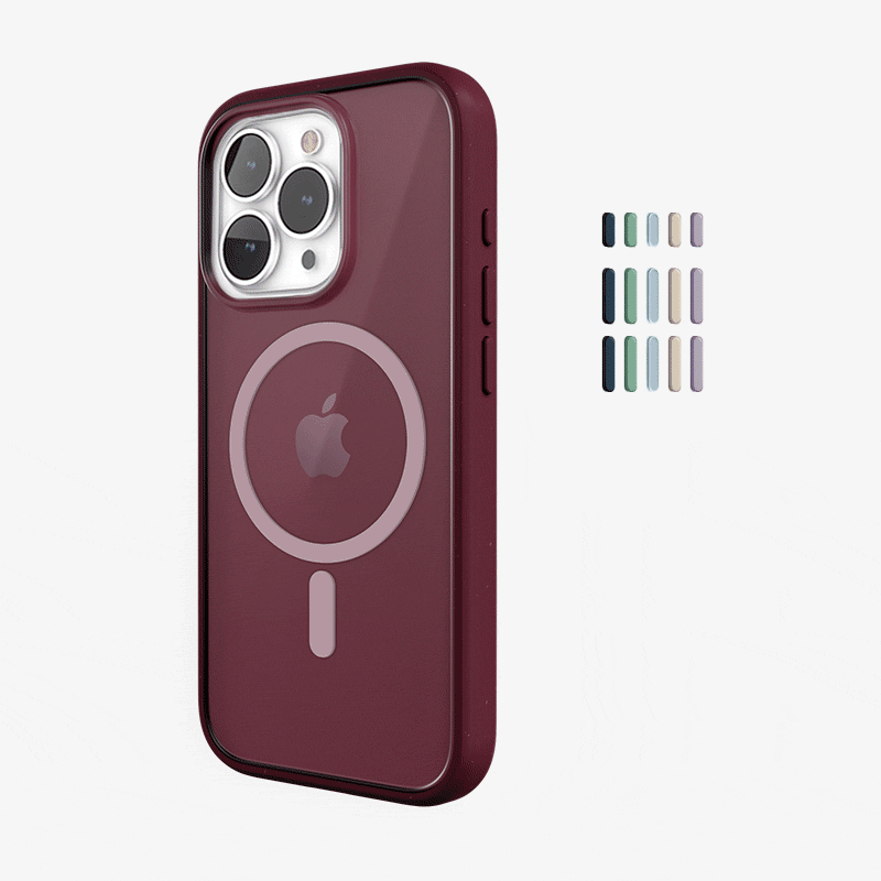 Clear Case Rot Matt iPhone 14 Pro + farbige Buttons