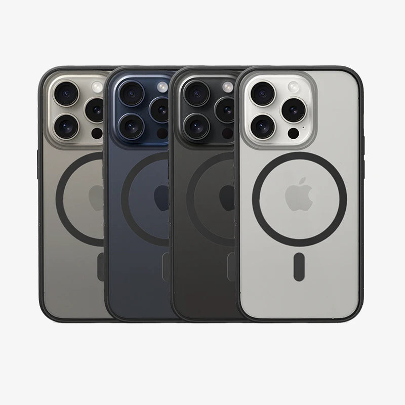 Clear Case Schwarz Matt iPhone 15 Pro + farbige Buttons
