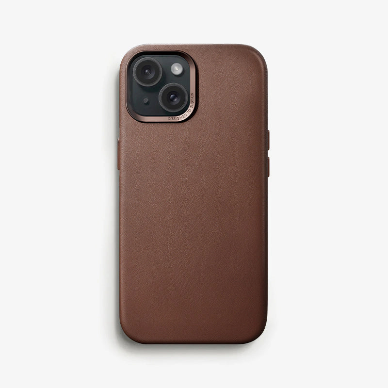 Veganes Leder Case iPhone 15 Plus Braun