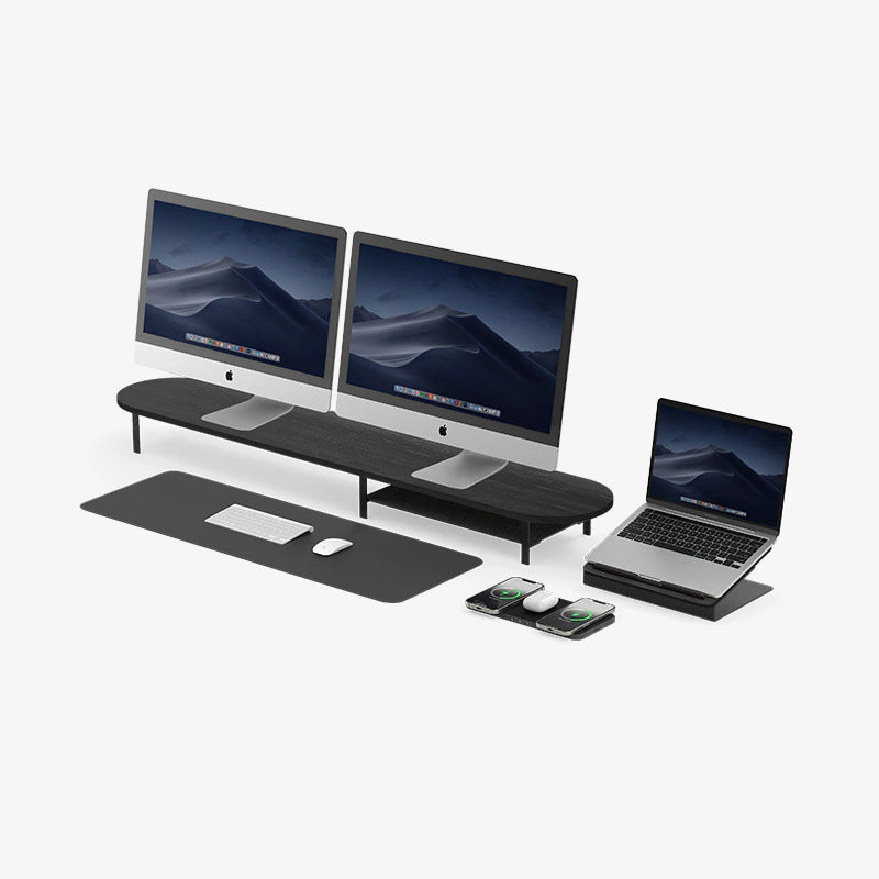 Laptop Stand + Dual Monitor Stand + Multipad + Desk Mat Black Series