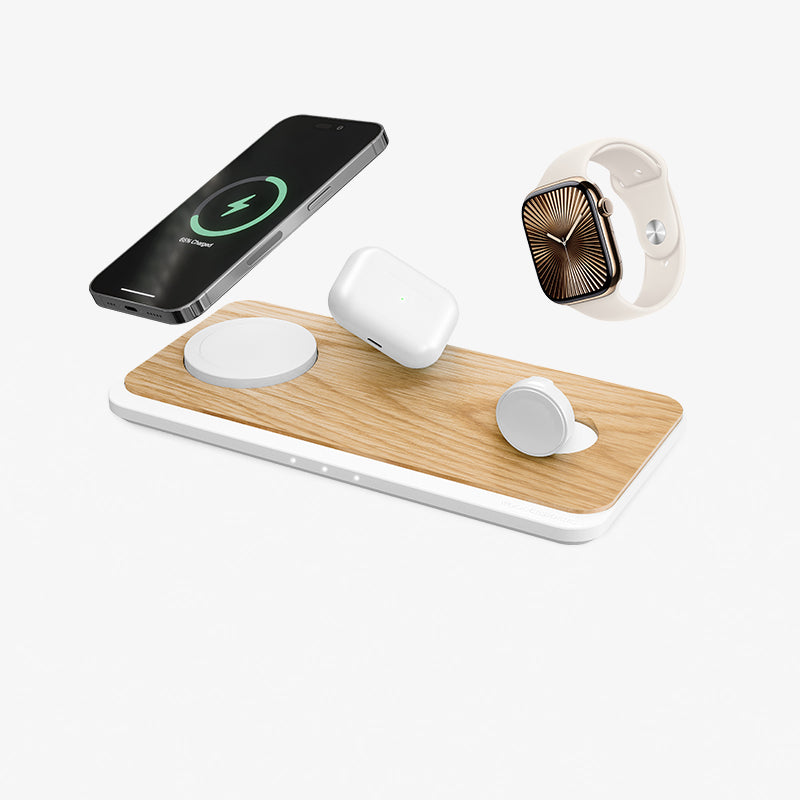Woodcessories - Multibase Pro - 3in1 MagSafe & Apple Watch Charger - Oak