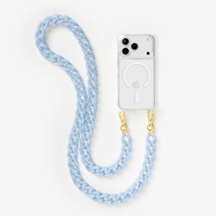 iPhone 17 Pro MagSafe Handykette mit Resin Kette Clear/Blue
