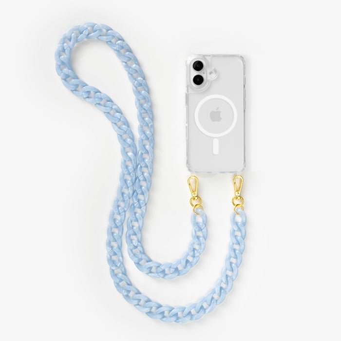 iPhone 17 MagSafe Handykette mit Resin Kette Clear/Blue