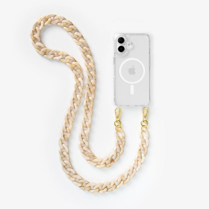 iPhone 17 MagSafe Handykette mit Resin Kette Clear/Beige