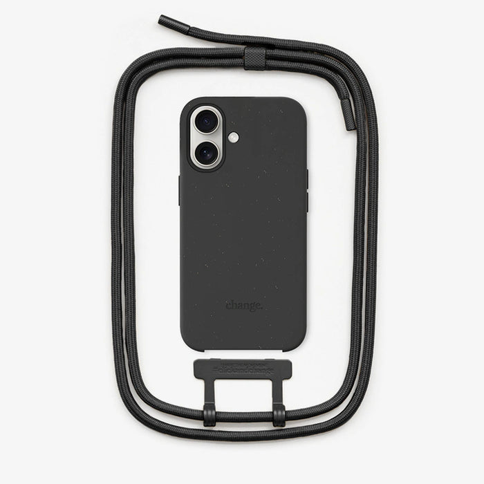 Coque iPhone 16 avec Cordon détachable - Noir - Woodcessories