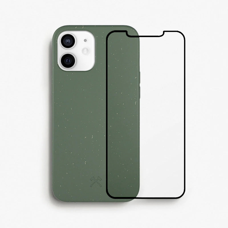 Bio Case + Fullscreen Panzerglas iPhone 12 Grün