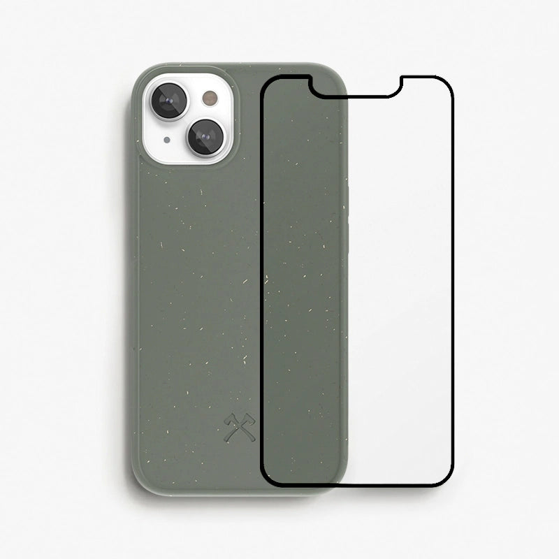 Bio Case + Fullscreen Panzerglas iPhone 13 Mini Grün