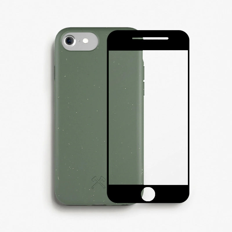 Bio Case + Fullscreen Panzerglas iPhone SE 2/3 Grün
