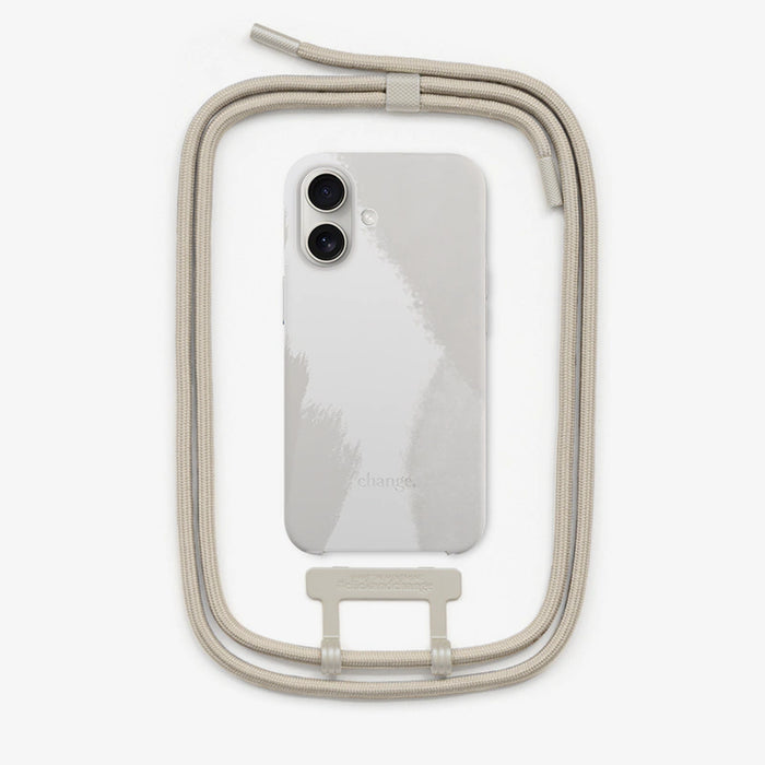 Woodcessories - Handykette abnehmbar – iPhone 16 - Batik Creme Weiß