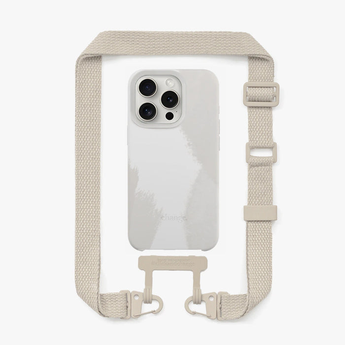Woodcessories - Handykette mit Band – iPhone 16 Pro - Dove White