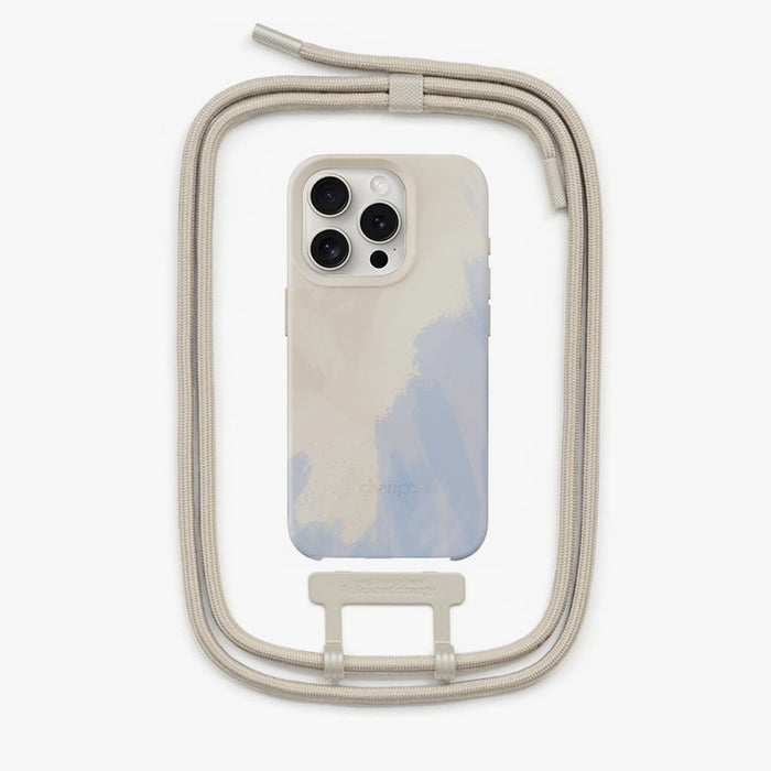 Coque iPhone 16 Pro avec Cordon détachable - Beige Bleu - Woodcessories