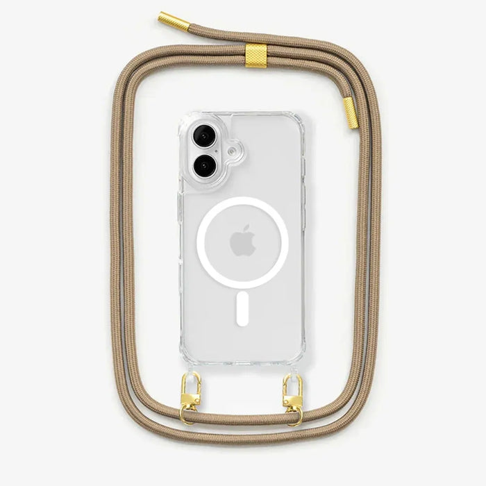 iPhone 17 Handykette Clear MagSafe Kordel Taupe