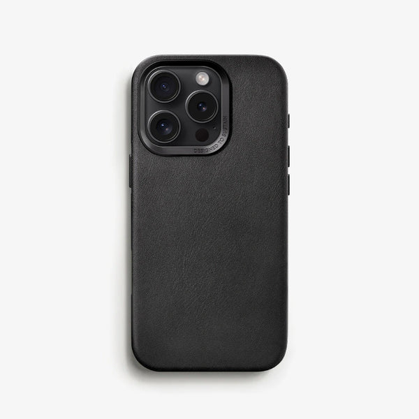 Woodcessories - Leder Handyhülle Vegan - iPhone 16 Pro - Schwarz